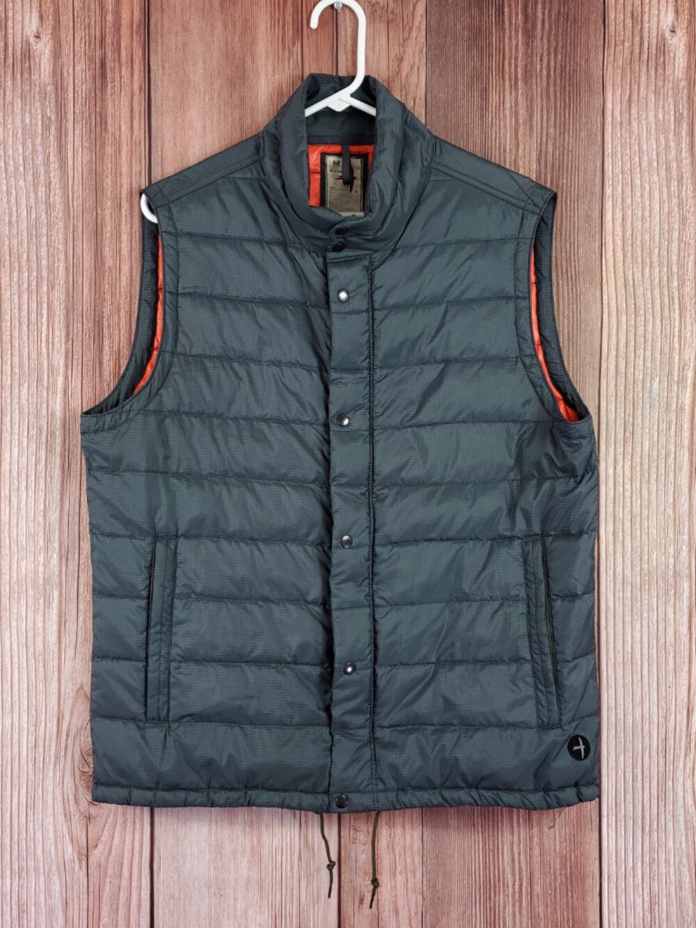 *READ FLAW* Relwen Mens M Flyweight Down Vest Green Orange Lightweight Puffer